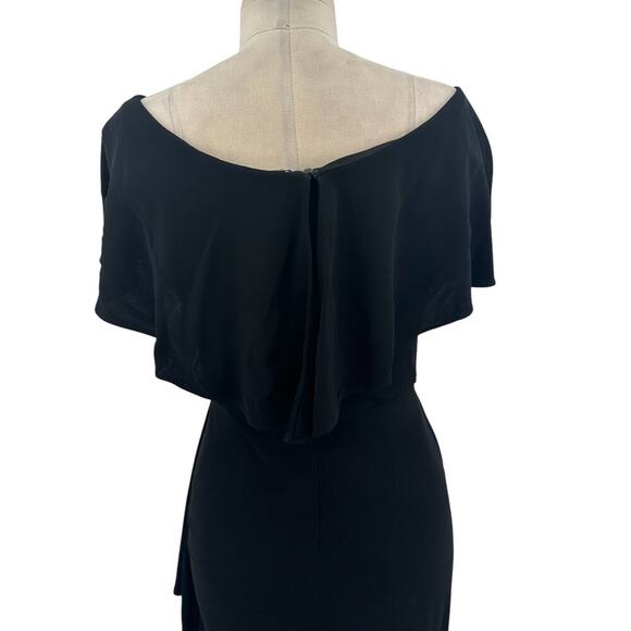 Rickie Freeman For Teri Jon Dress Formal Gown Ruffle Off-Shoulder Black Size 6 - Picture 9 of 13